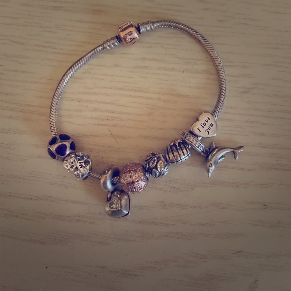 Pandora bracelet with charms
